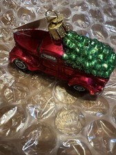 Old World Christmas Ornaments Old Truck with Tree Glass Blown Ornaments for C...
