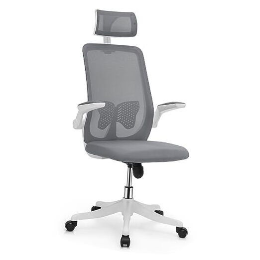Ergonomic Office Chair Lumbar Support, 360 Swivel Breathable Mesh Desk Grey-image
