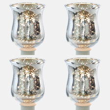 Glasaufsatz für Kerzenhalter Kerzenleuchter Farbe Bauernsilber - 4 Stück im Set