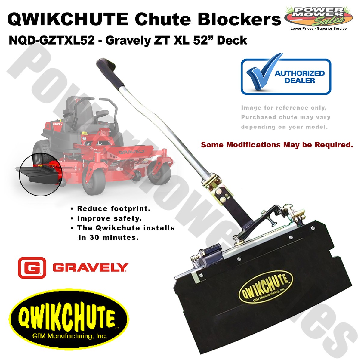 Qwikchute Deflector for GRAVELY ZTX & ZTXL 52  & 60  DECK MOWERS