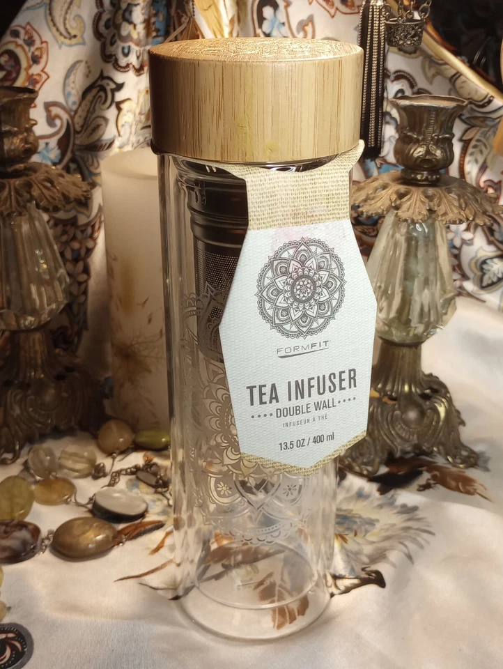 Boho Mandala Doble Pared Vidrio Café Té Fruta Infusor Nuevo con Etiquetas. ¡¡ÚLTIMO!! HW02 Foto 3 de 4