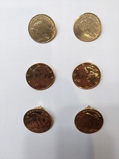 Lot of 3 Vtg Shoe Clips Gold Tone Round Jewelry Buffalos Eagle Coins