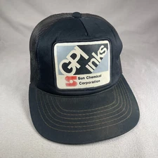 GPI Inks Sun Chemical Corp Hat Men OS Black Vintage Trucker Cap YoungAn Patch