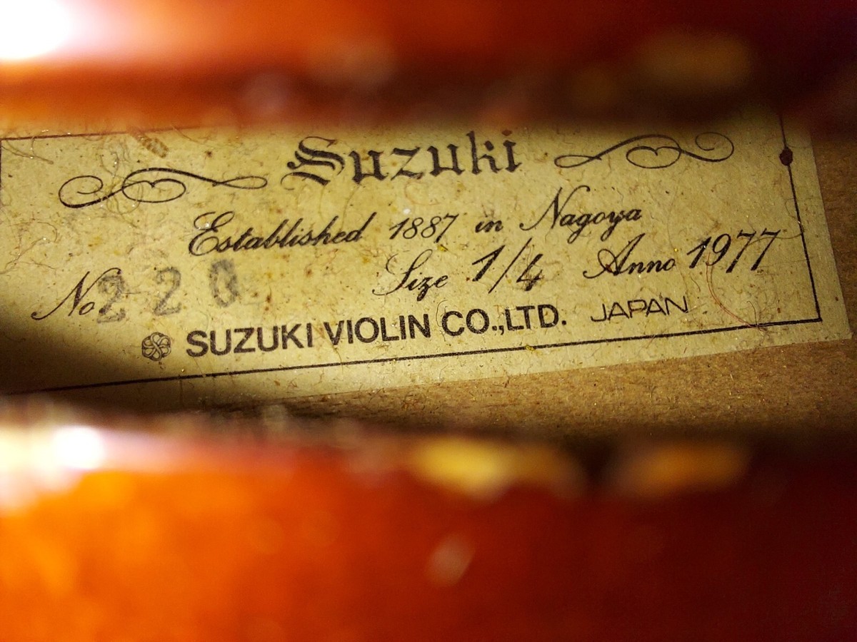 スズキバイオリン1/2  NO,220 1977年製 スズキバイオリン1/2 NO,220 1977年製 Suzuki Model 220 size 1