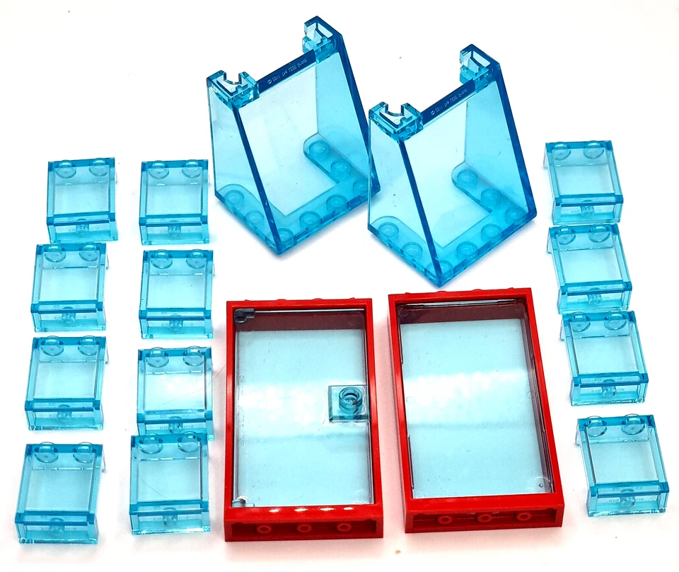 LEGO Großes  Fenster mit Türen Set Scheiben transparent blau - Bild 1 von 1
