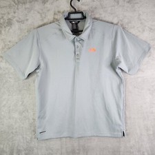 Mens Gray The North Face Polo Shirt Solid Short Sleeve Golf Size L Large