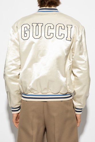Gucci Bomber Giacca Reversibile 50 Seta Cotone Fungo Blu Grande £3300 41250G - Foto 14 di 20