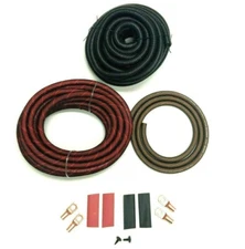 Battery Cable Relocation Kit 1/0 ga OFC COPPER 12'+ 3'- Snake Skin Wiring Marine