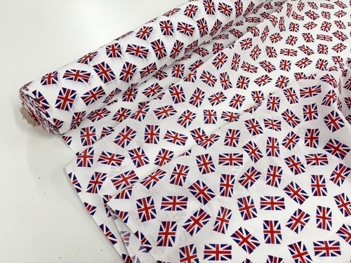 Union Jack Scatter Fabric Polycotton Poplin British Flag for Bunting Dressmaking - Picture 3 of 17