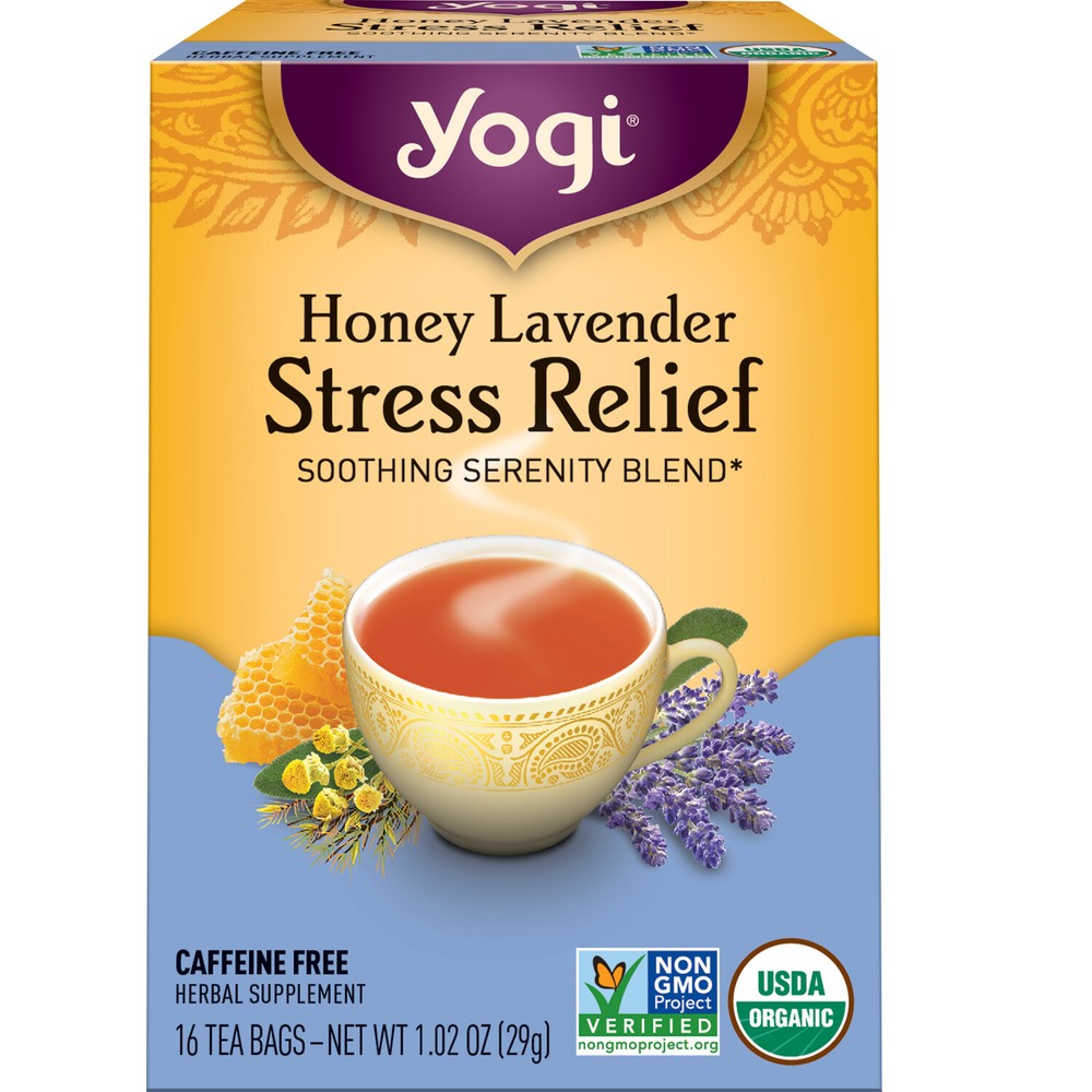 Yogi Tea - Honey Lavender Stress Relief (4 Pack) - Serenity Blend - 64 Tea Bags