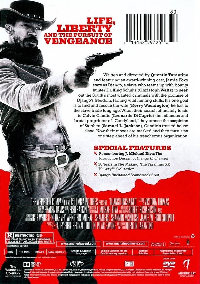 QUENTIN TARANTININO DJANGO UNCHAINED Dicaprio ANCHOR BAY SEALED DVD & SLIP COVER - Image 2 of 2
