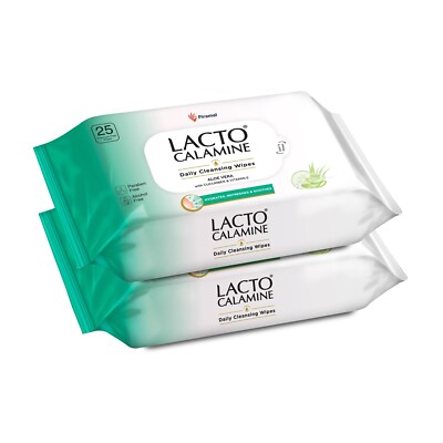 Lacto Calamine Aloe Vera, Cucumber & Vitamin E Facial Wipes 25N Each - Pack of 2
