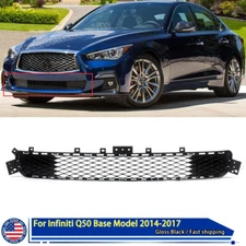 Front Bumper Lower Grille Mesh Grill For Infiniti Q50 Base 2014-2017 Gloss Black