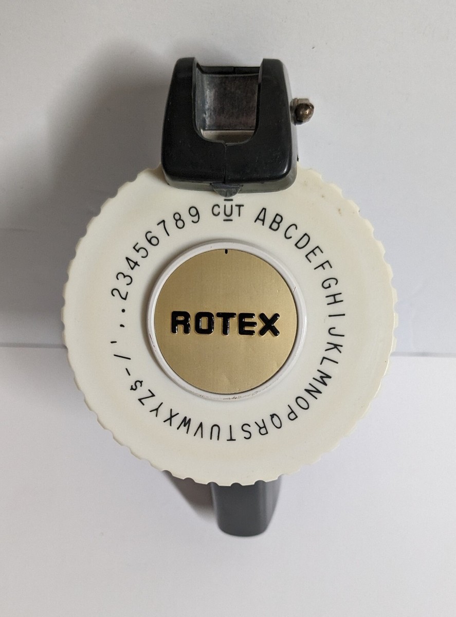 Vintage Black Rotex Label Maker Model 48E uses 1/2 inch tape (F5