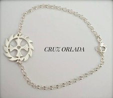 CRUZ ORLADA MEDIANA 2CM PULSERA CON CADENA ROLO 20CM PARRAVICINI PLATA 925ML