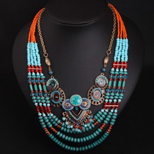 African Choker Bohemian Beads Necklace Multilayer Collar Ethnic Gypsy Jewelry