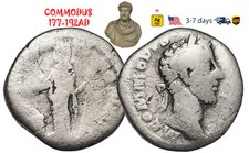 Ancient Roman Empire Coin Silver Denarius COMMODUS 177 - 192 AD Authentic #31919