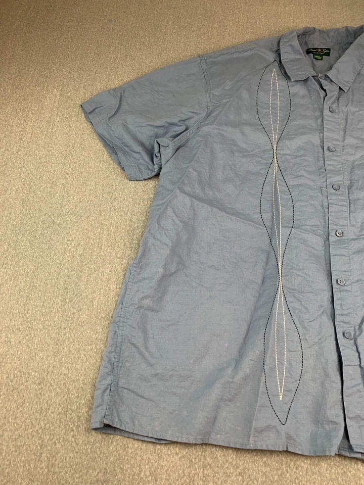 David Taylor Collection Embroidered Button Up Shirt Mens 3XLT Blue Short Sleeve - Image 4 of 4