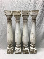 Set 4 Large VTG Shabby White Wood Spindle Porch Baluster Table Legs Old 953-23B