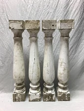 Set 4 Large VTG Shabby White Wood Spindle Porch Baluster Table Legs Old 953-23B