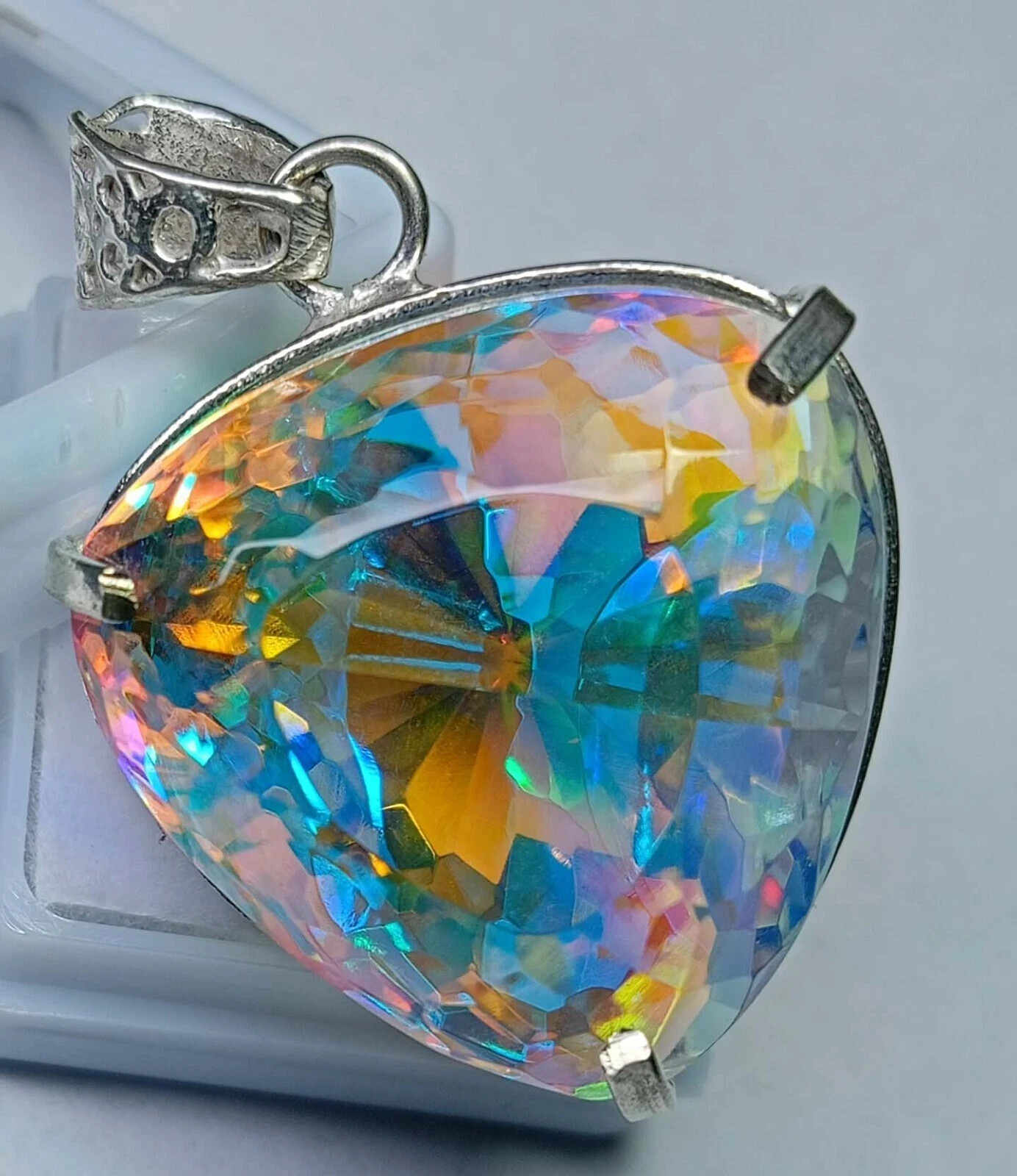 Pendant 86-87 Ct Natural Mystic Topaz Trillion Cut Locket Gemstone EGL Certified