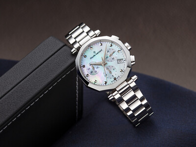 Claude Bernard by Edox - Dress Code Chronograph Edelstahl Weiß Damenuhr Perlmutt