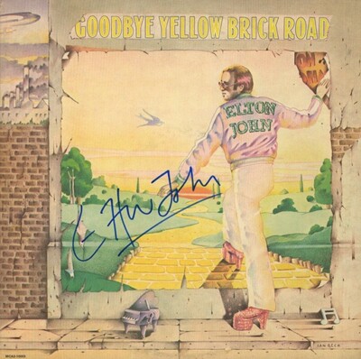 Elton John signiertes ''''Goodbye Yellow Brick Road'''' Foto - Sänger - Vordruck
