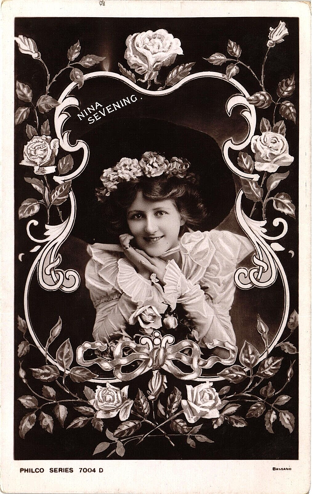 Real Photo RPPC Postcard Nina Sevening Posted UK 1905 Half Penny Stamp