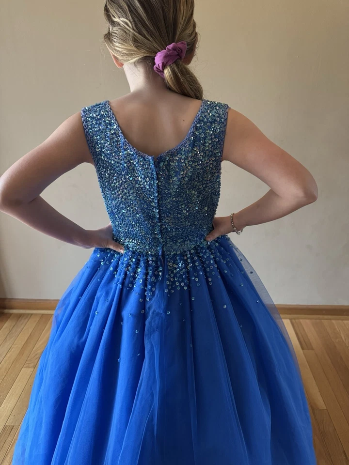 Vestido de desfile azul talla 10/12 para niñas 🤩 Foto 2 de 3