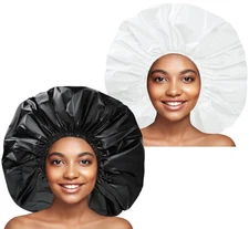 2 Pcs Waterproof Extra Large Shower Caps for Long Thick Curly Hair Locs Braids