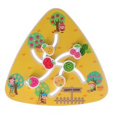(Fruit Moving Game) Wooden Maze Toys Educational Matching Activity Board