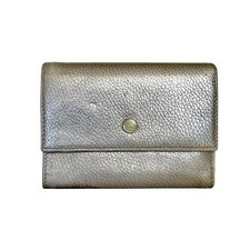 Anya Hindmarch Silver Metallic Leather Flap Trifold Snap Wallet