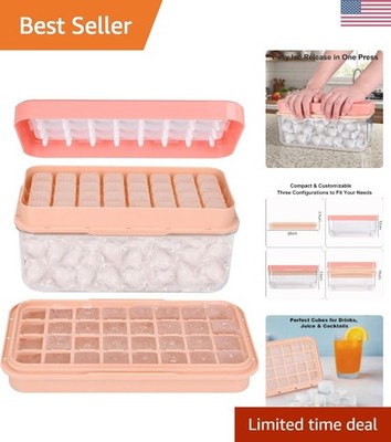 Ice Cube Tray with Lid and Bin, BPA Free Ice Maker for Freezer - 64 Grids Lay...