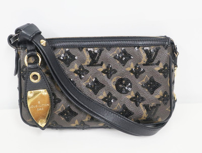 LOUIS VUITTON Monogram Eclipse Pailletten Pochette Accessoires Schwarz M40247...
