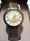 Seiko Watch Men 34mm Gold Dial Gold Tone Round Needs New Battery