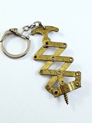 SCHLÜSSELANHÄNGER - FAMY WEINE - Korkenzieher ZIG ZAG Metall - Vintage 60er Jahre