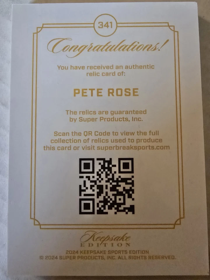 PETE ROSE 2024 EDICIÓN RECUERDO ROJOS "HIT KING" JUMBO JERSEY PARCHE GEMA RELIQUIA/99 Foto 3 de 3