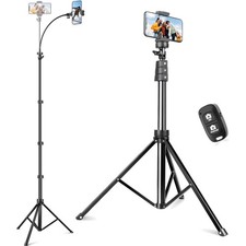 88" Phone Tripod, Selfie Stick Tripod with 14.95" Flexible Gooseneck, Overhea...