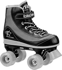 Firestar Youth Roller Skates Size 4 for Kids - Black/Grey, Comfort Stability
