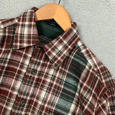 Pendleton Lodge Shirt Mens Small S Red Plaid Flannel Long Sleeve 100% Wool $179