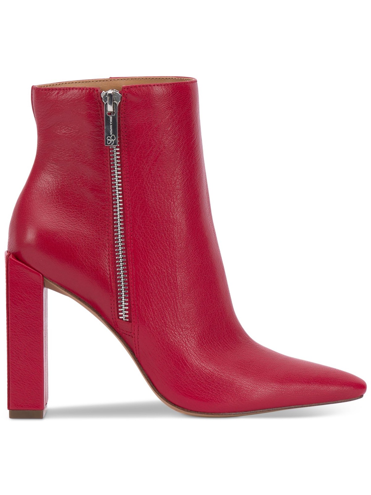 JESSICA SIMPSON Womens Red Timea Pointed Toe Block Heel Leather Booties 75 M 8990₽