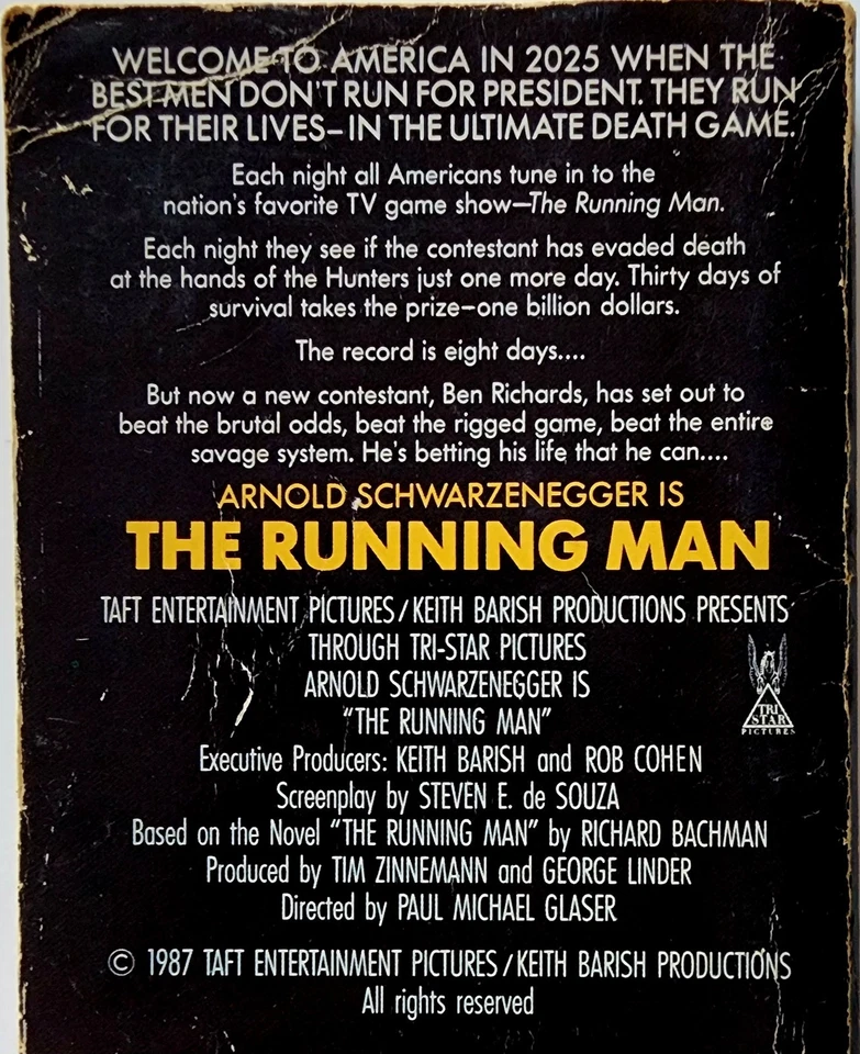 1982 Stephen King Running Man Vintage PB Bachman Movie Schwarzenegger Cover E74 Foto 3 de 3