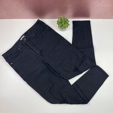 Sofia By Sofia Vergara Black Rosa Curvy Ankle Distressed Button Fly Jeans Denim