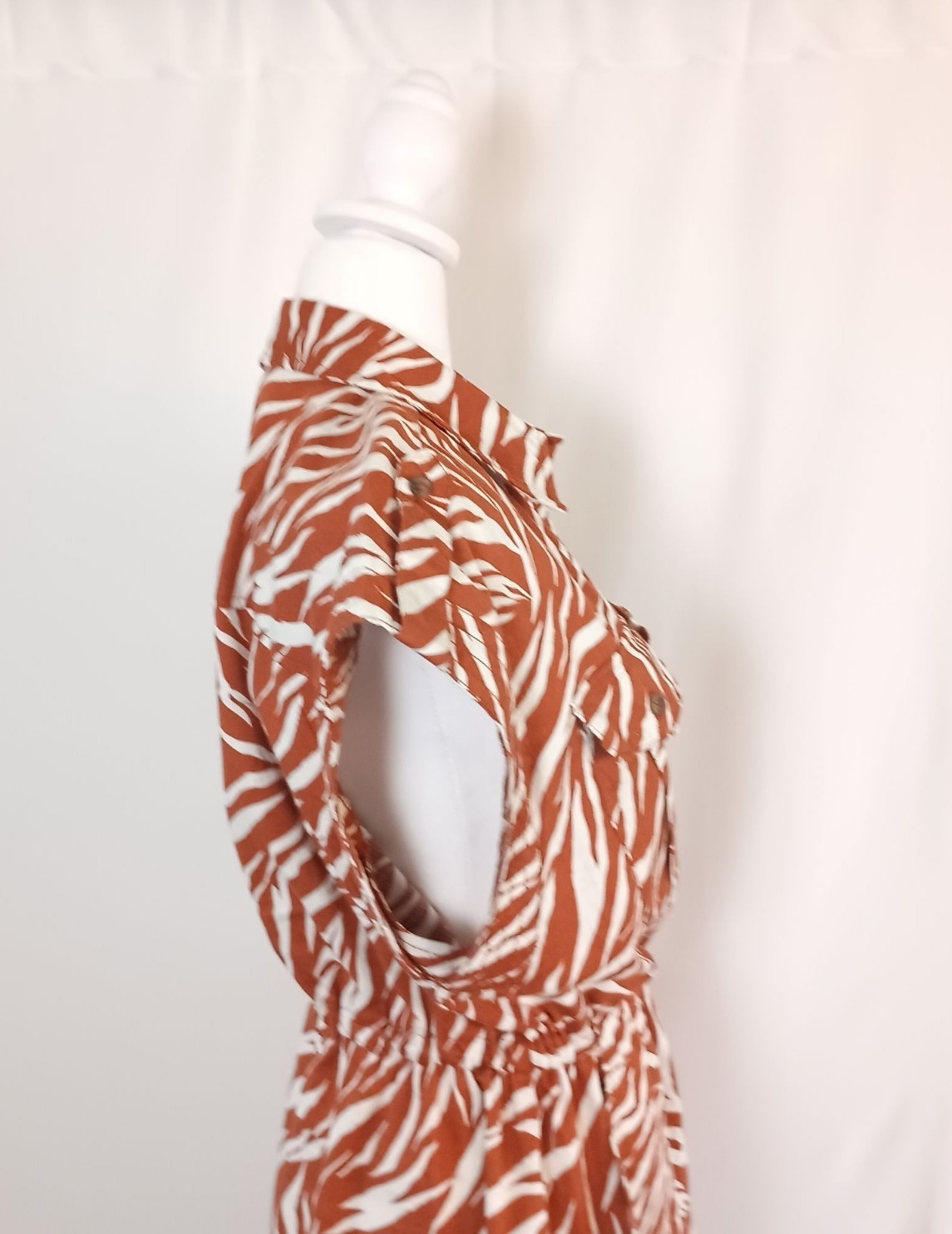 Time and Tru Brown Animal Print Utility Shirt Dress Women Size XL