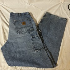 Carhartt Mens Blue Carpenter 100 Cotton Denim Jeans 36W 34L 36x34 Dungaree Fit