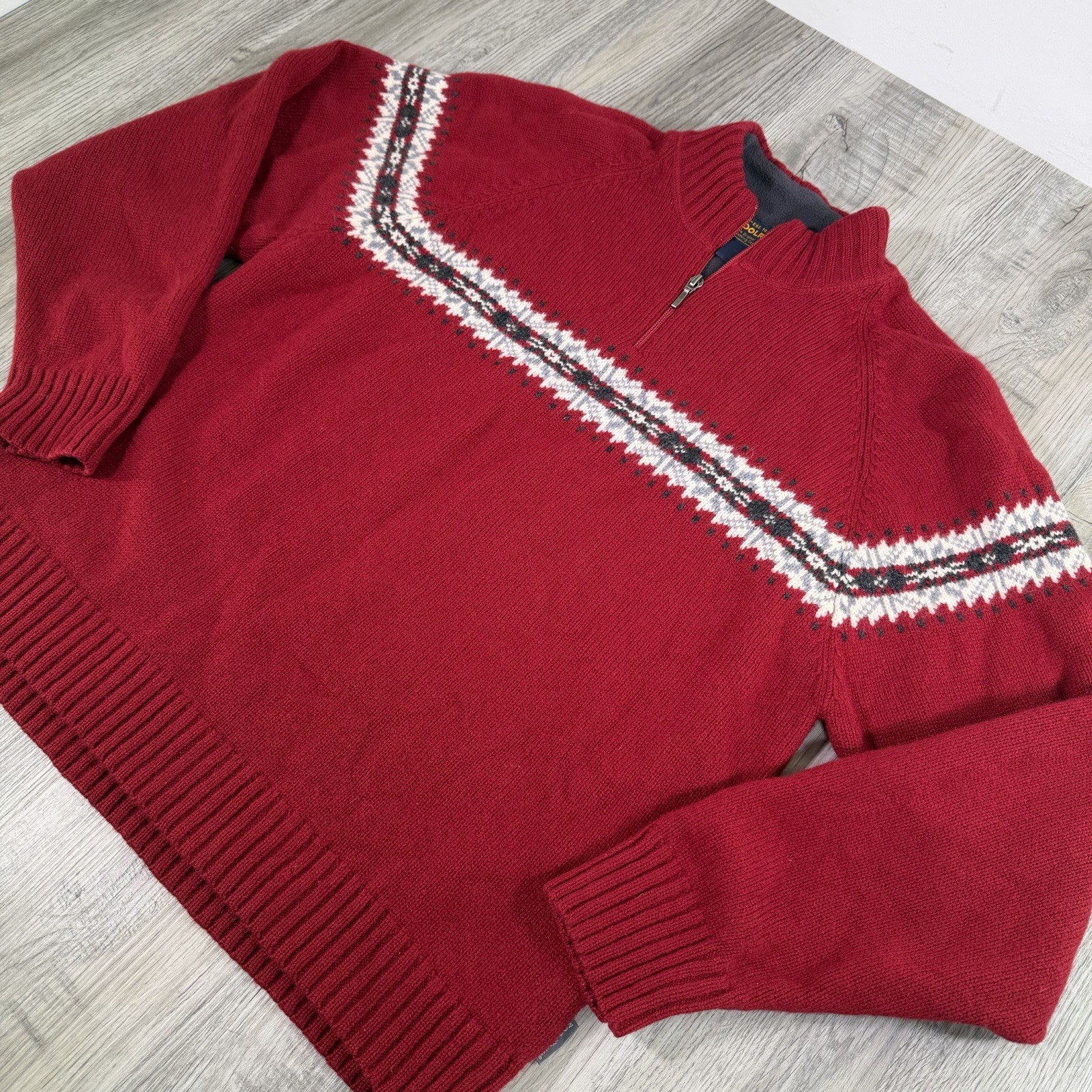 Vintage Woolrich Sweater Fair Isle Ski Nordic Christmas Mens Large Red Wool