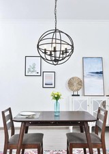 Pendant Chandelier Light Fixture Dark Brown Globe Living or Dining Room Ceiling