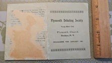 1905 Plymouth Church debating society program BROOKLYN NEW YORK CITY NYC 