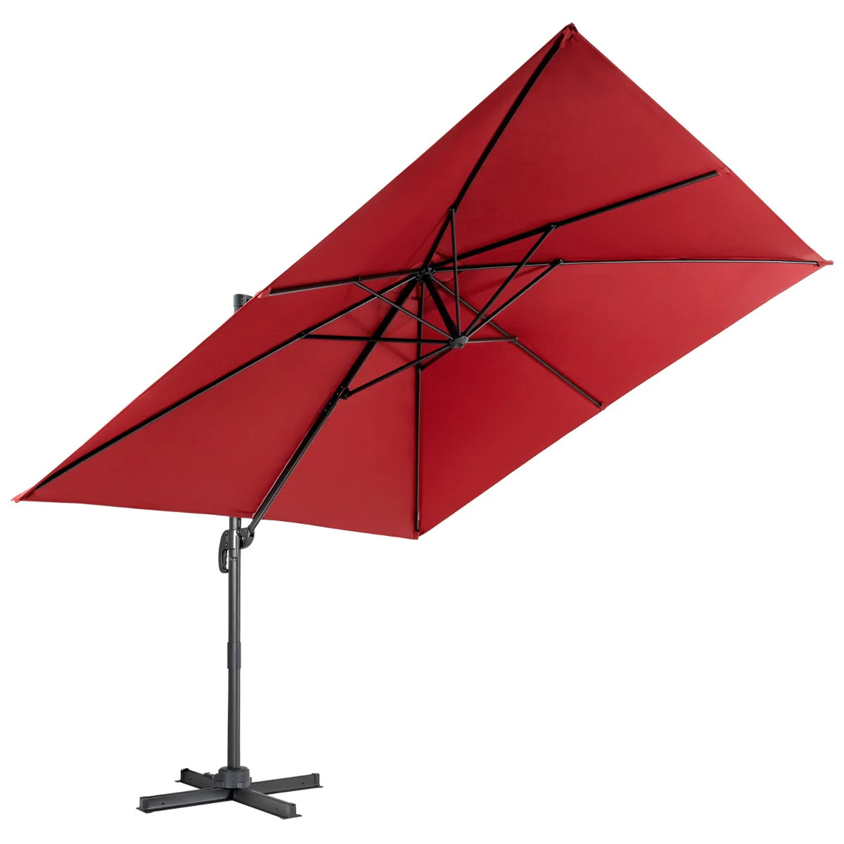 Parasol déporté 300x300 rotatif pour bloquer le soleil rasant d'été