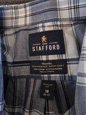 Stafford Travel Performance Super Shirt Men s Blue Gray Plaid Regular Fit